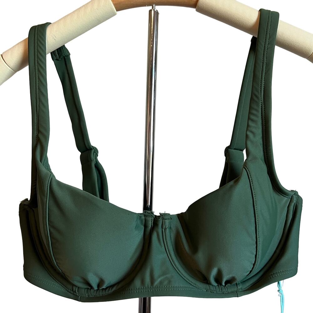 Kona Sol Women's Olive Green Seamed Underwire Bikini Top - Size Large - NWT